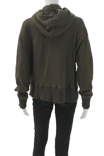 Standard James Perse Womens Green Cotton Cowl Neck Hoodie Long Sleeve Size 3