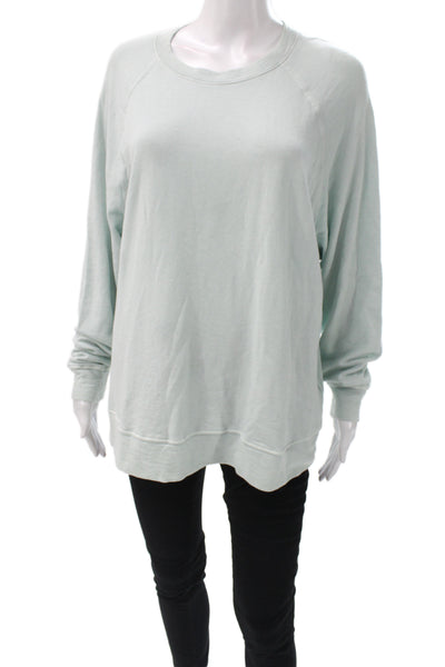 James Perse Women Pullover Green Cotton Crew Neck Long Sleeve Size 1