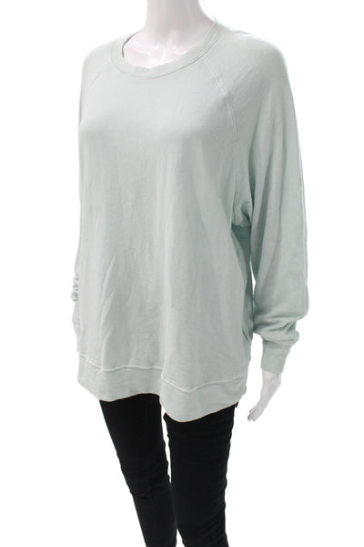 James Perse Women Pullover Green Cotton Crew Neck Long Sleeve Size 1