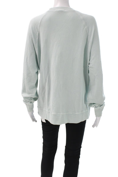 James Perse Women Pullover Green Cotton Crew Neck Long Sleeve Size 1
