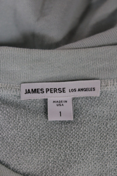James Perse Women Pullover Green Cotton Crew Neck Long Sleeve Size 1