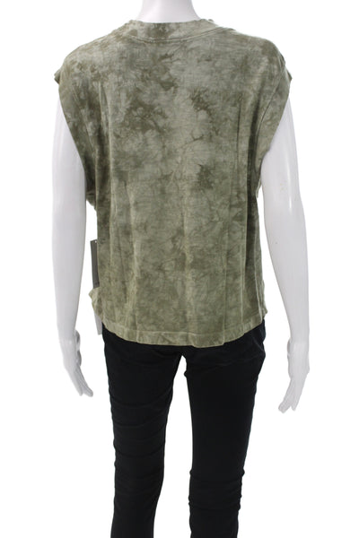 Cotton Citizen Womens Basic Sleeveless Green Cotton Crewneck T Shirt Size M