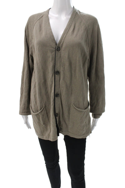 James Perse Women Cardigan V-Neck Brown Long Sleeve Size 2