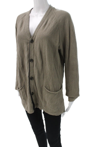 James Perse Women Cardigan V-Neck Brown Long Sleeve Size 2