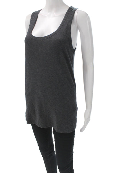 Theory Women Gray Basic Sleeveless Scoop Neck Cotton Tank Size L