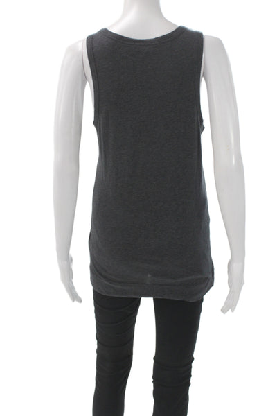 Theory Women Gray Basic Sleeveless Scoop Neck Cotton Tank Size L