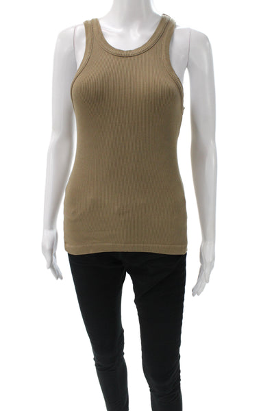 Agolde Women Basic Scoop Neck Tank Brown Cotton Solid Size S