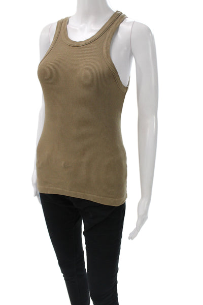 Agolde Women Basic Scoop Neck Tank Brown Cotton Solid Size S