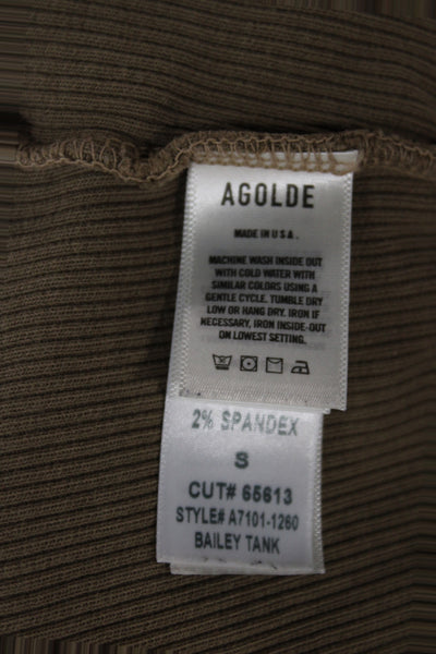 Agolde Women Basic Scoop Neck Tank Brown Cotton Solid Size S