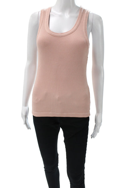 Agolde Women Pink Scoop Neck Sleeveless Basic Tank Bohemian Summer Size M