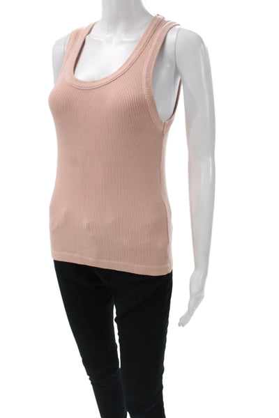 Agolde Women Pink Scoop Neck Sleeveless Basic Tank Bohemian Summer Size M