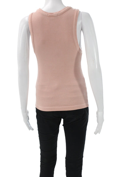 Agolde Women Pink Scoop Neck Sleeveless Basic Tank Bohemian Summer Size M