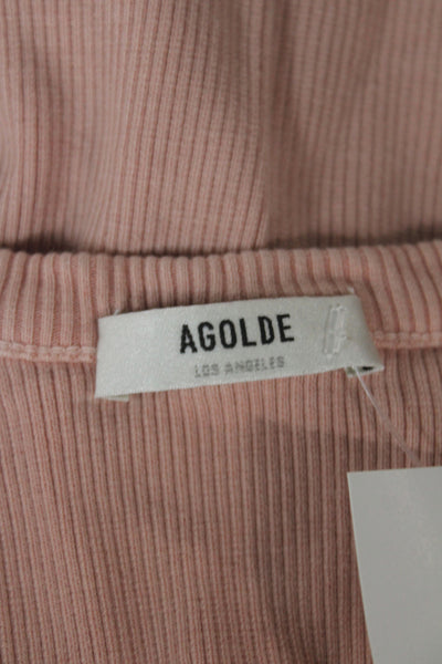Agolde Women Pink Scoop Neck Sleeveless Basic Tank Bohemian Summer Size M