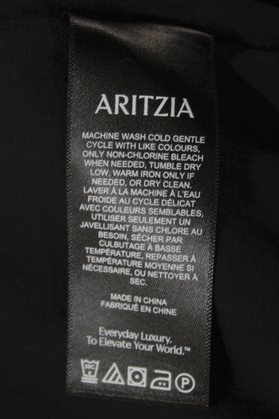 Wilfred Womens Wrap Dress Black Linen Square Neck Tie Waist Size 4
