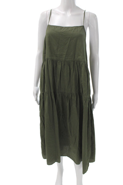 Wilfred Womens Wrap Dress Black Linen Square Neck Tie Waist Size 4