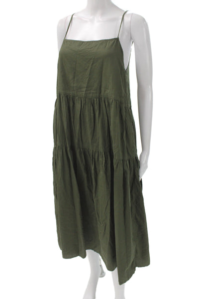Wilfred Womens Wrap Dress Black Linen Square Neck Tie Waist Size 4