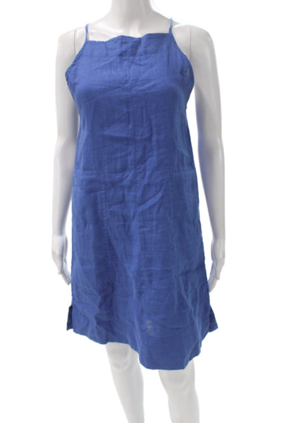 Everlane Women Sundress Blue Linen Square Neck Mini Sleeveless Size 2XS