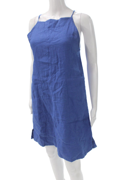 Everlane Women Sundress Blue Linen Square Neck Mini Sleeveless Size 2XS