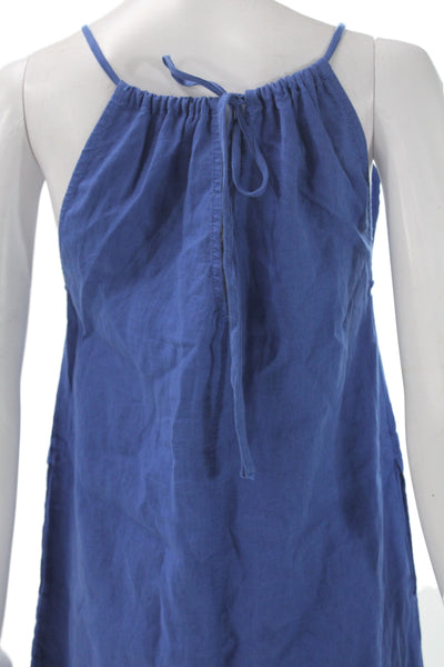Everlane Women Sundress Blue Linen Square Neck Mini Sleeveless Size 2XS