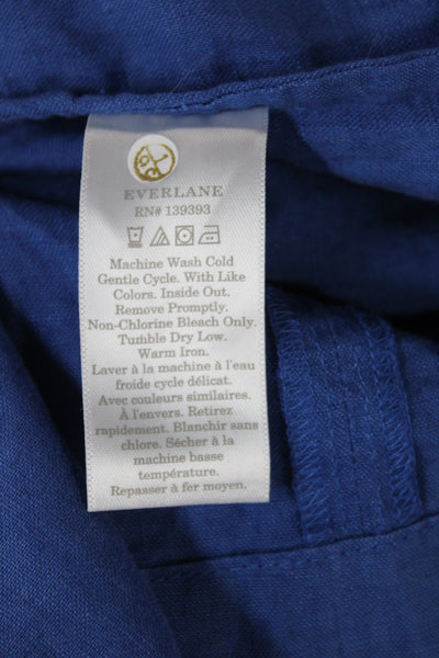 Everlane Women Sundress Blue Linen Square Neck Mini Sleeveless Size 2XS