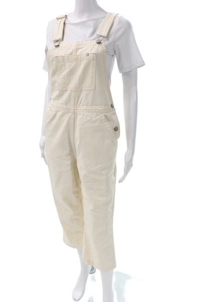 Everlane Women Overall Denim Square Neck Sleeveless Button Ivory Size 00