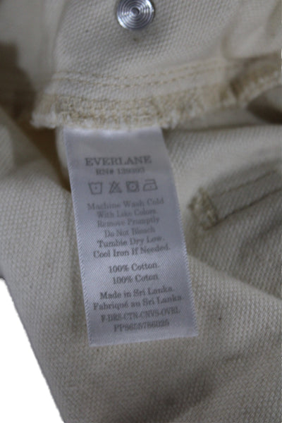 Everlane Women Overall Denim Square Neck Sleeveless Button Ivory Size 00