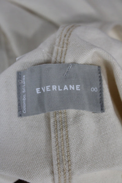 Everlane Women Overall Denim Square Neck Sleeveless Button Ivory Size 00