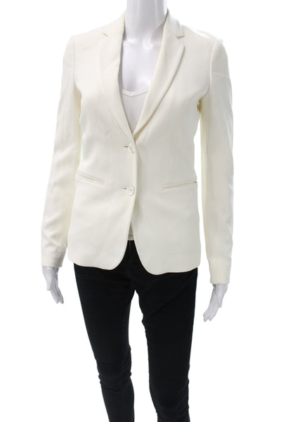 Massimo Dutti Womens Ivory Viscose Basic Jacket Button Size 2