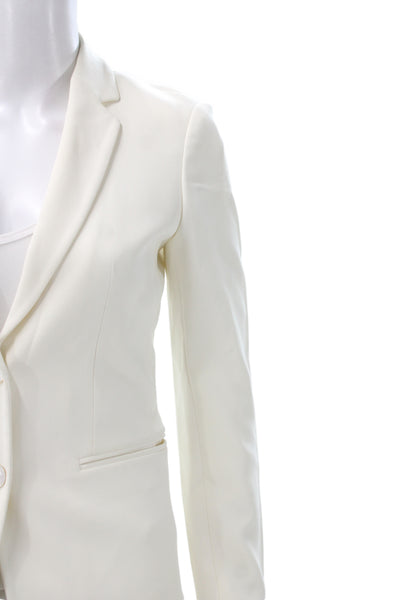 Massimo Dutti Womens Ivory Viscose Basic Jacket Button Size 2