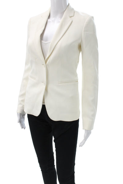 Massimo Dutti Womens Ivory Viscose Basic Jacket Button Size 2