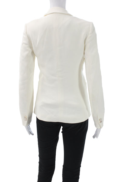 Massimo Dutti Womens Ivory Viscose Basic Jacket Button Size 2