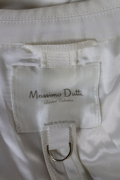 Massimo Dutti Womens Ivory Viscose Basic Jacket Button Size 2