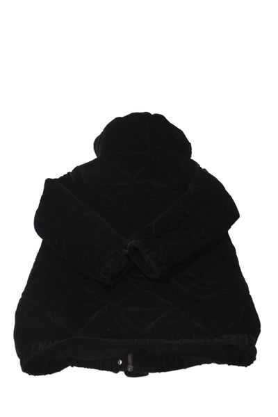 Sonia Rykiel Girls Velvet Full Zip Long Sleeve Hooded Jacket Black Size 14Y