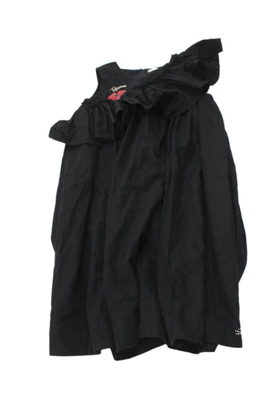 Sonia Rykiel Girls Brooch Detail Ruffle Sleeveless A-Line Dress Black Size 10Y