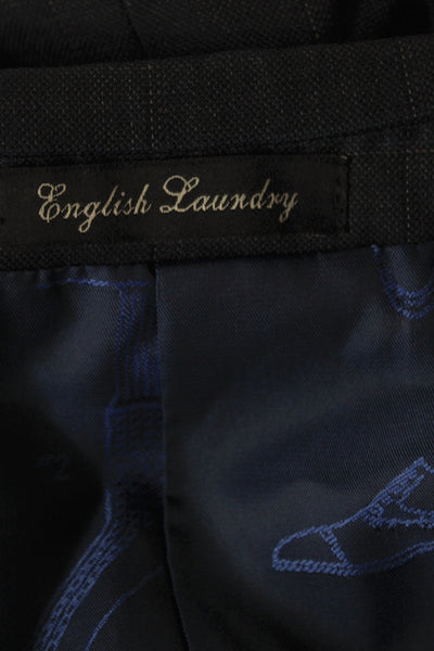 English Laundry Mens Blue Plaid 100% Wool Blazer Button Size 40