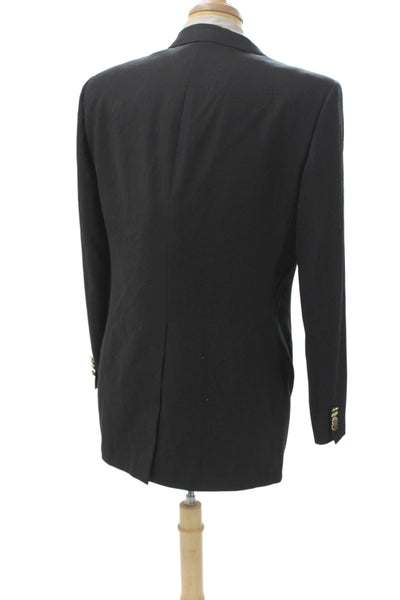 Christian Dior Mens Wool Overcoat Black Button Size 42