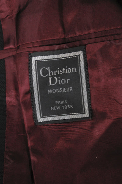 Christian Dior Mens Wool Overcoat Black Button Size 42