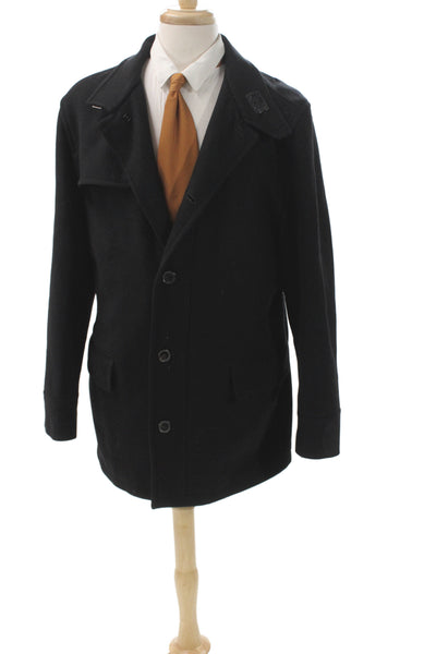 Gieves & Hawkes Men Black Pea Coat Button Size 46