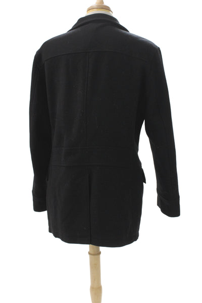 Gieves & Hawkes Men Black Pea Coat Button Size 46