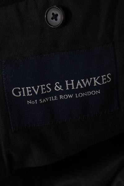 Gieves & Hawkes Men Black Pea Coat Button Size 46