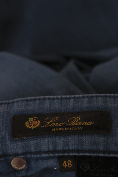 Loro Piana Men Straight Jeans Blue Cotton Button Size 48