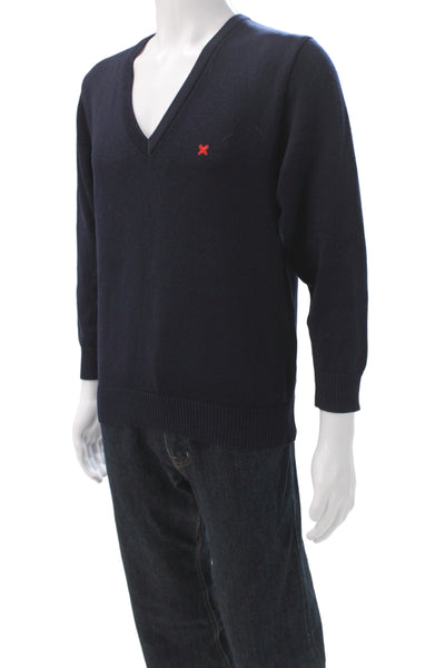 J. Mclaughlin Mens Cardigan Blue Geometric V Neck Long Sleeve Bohemian Size L
