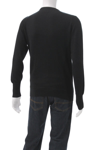 Monaghans Men V-Neck Cashmere Pullover Sweater Black Long Sleeve Size M