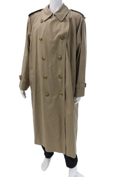 Boss Hugo Boss Men Beige Herringbone Cotton Coat Zip Button Size 38