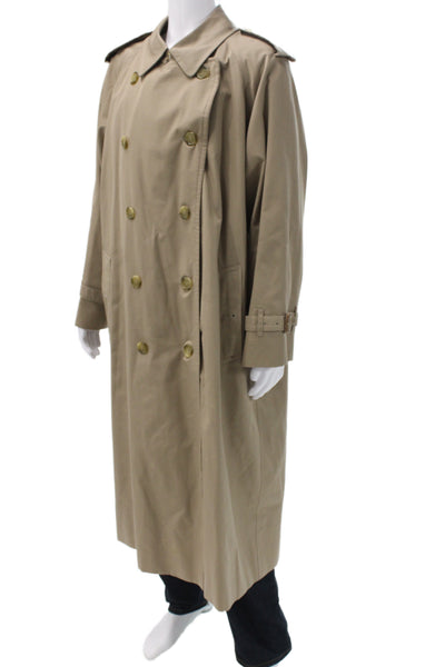 Boss Hugo Boss Men Beige Herringbone Cotton Coat Zip Button Size 38
