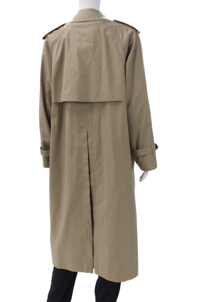 Boss Hugo Boss Men Beige Herringbone Cotton Coat Zip Button Size 38