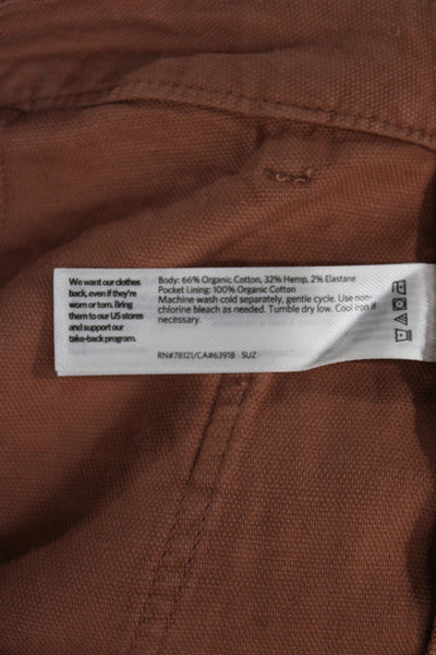 Eileen Fisher Women Chino Pants Brown Button Closure Organic Cotton Size 10