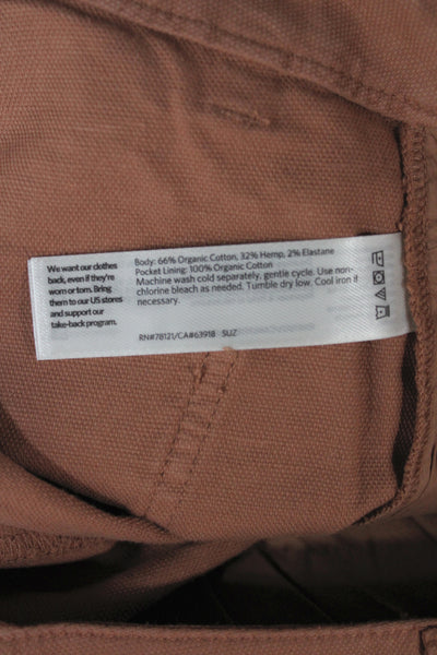 Eileen Fisher Women Ankle Pants Brown Button Closure 66% Organic Cotton Size 8