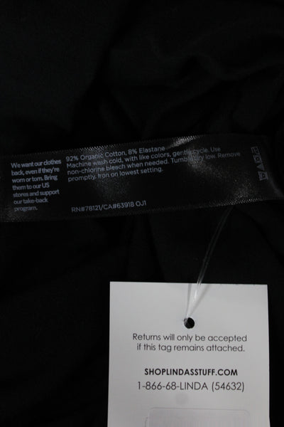 Eileen Fisher Womens Black Boat Neck Tunic Short Sleeve Organic Cotton Size L