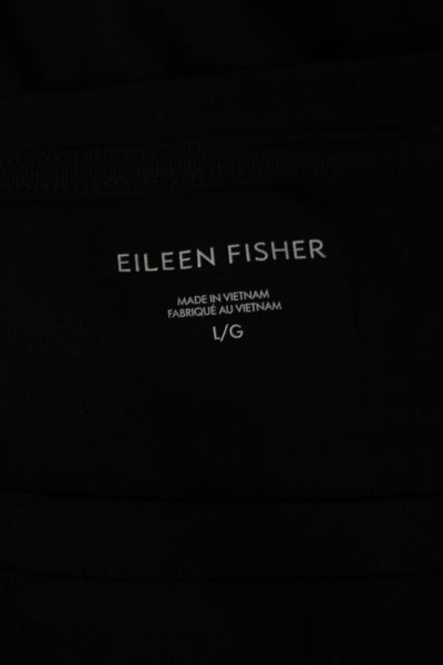 Eileen Fisher Womens Black Boat Neck Tunic Short Sleeve Organic Cotton Size L